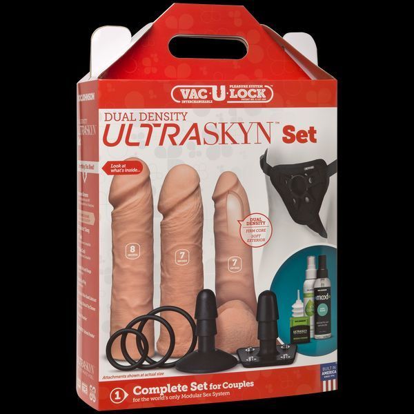 Набор для страпона Doc Johnson Vac-U-Lock Dual Density UltraSKYN Set, диаметр 3&times;4,5см SO1987 фото