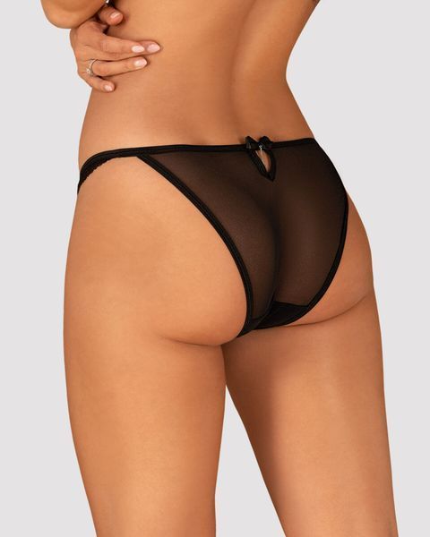 Напівпрозорі трусики з підвіскою Obsessive Ivannes panties black L/XL, чорні SO7281 фото