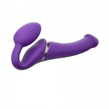 Безремневой страпон с вибрацией Strap-On-Me Vibrating Violet M диаметр 3,8 см, пульт ДУ, регулируемый SO3825 фото