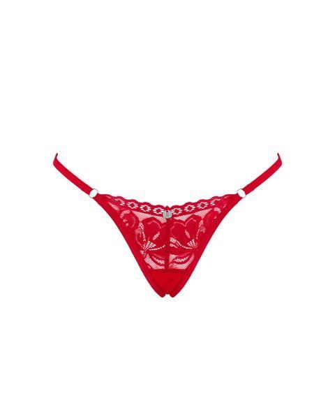 Кружевные стринги Obsessive Lacelove thong M/L Red, низкая посадка SO8662 фото